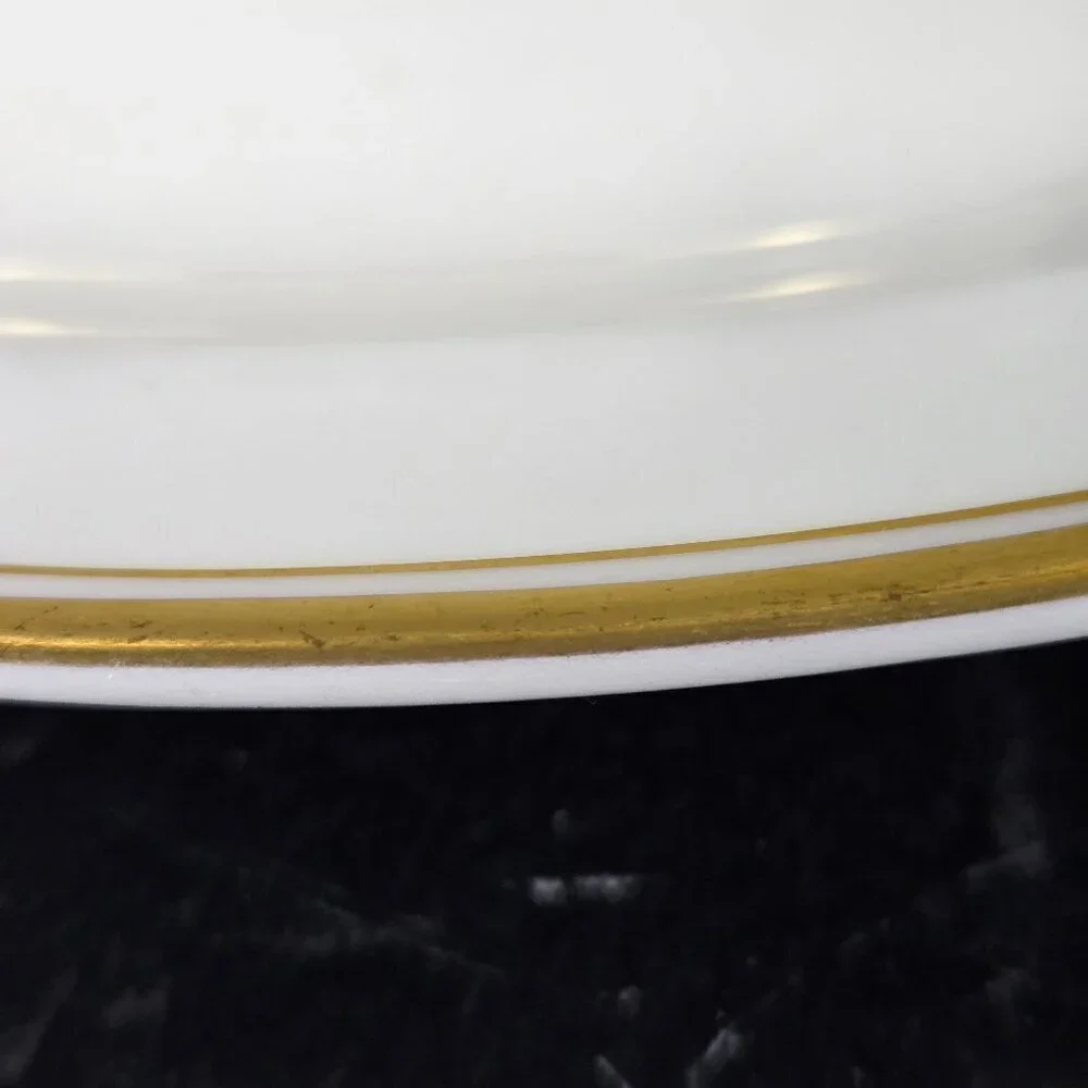 Haviland Limoges Gravy Boat with Underplate Attached Cream w/ Gold Accents Vtg